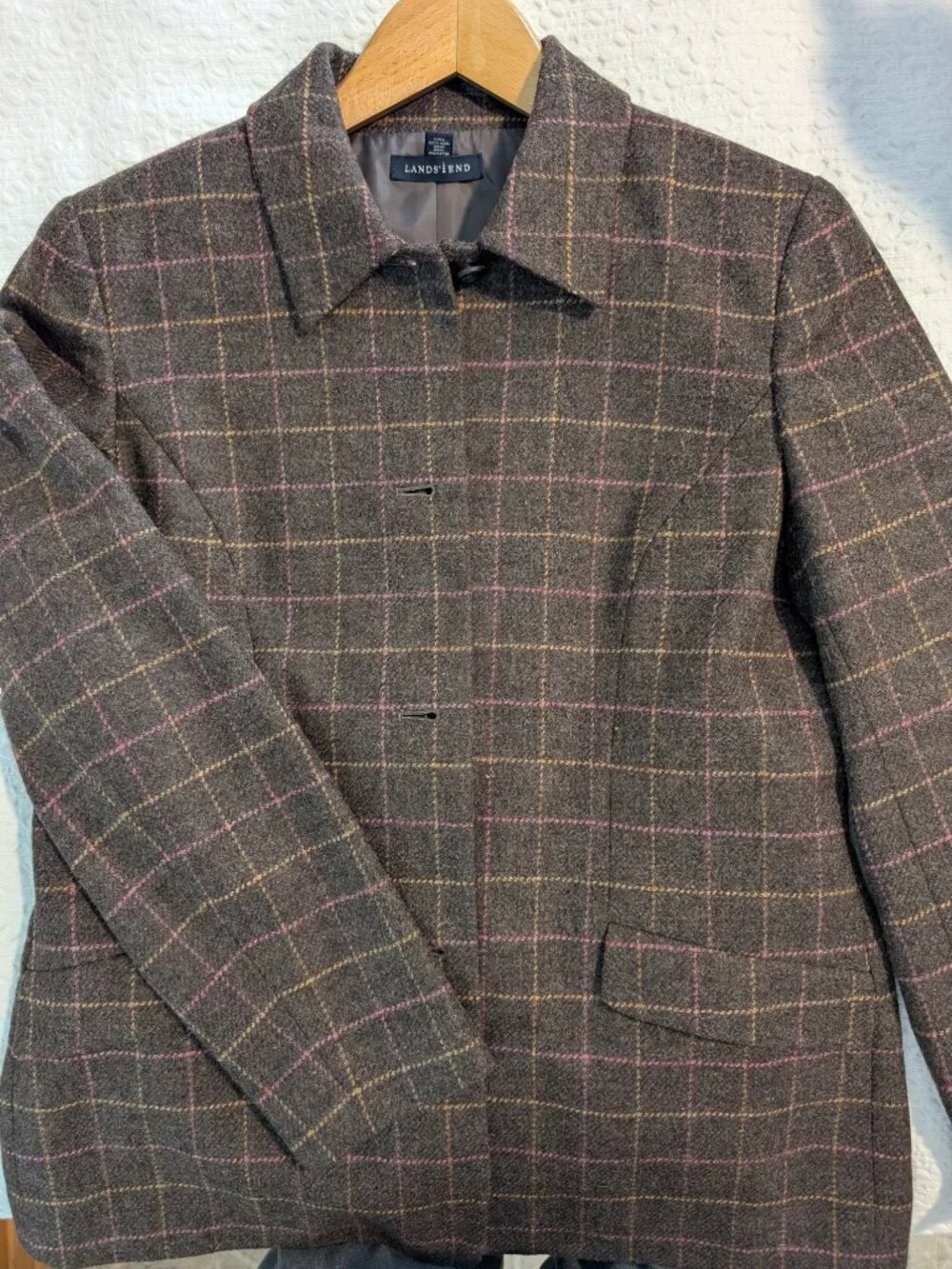 Lands' End Brown Wool Blazer Jacket